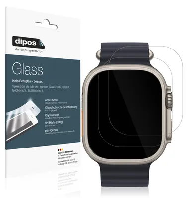 Produktbild von 2x Schutzfolie für Apple Watch Ultra 3 - Anti-Shock 9H Folie dipos Glass Kunststoffglas