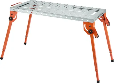 Obrázok produktu pre SucceBuy Skladací zvárací stôl 44" x 21", nosnosť 500 libier, nastaviteľná výška, pracovný stôl na zváranie