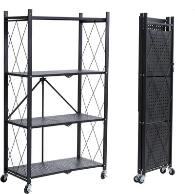 Imagen del producto de Estantería metálica de 4 niveles, con dimensiones de 71x34x126 cm, ideal para salón y oficina