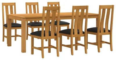 Immagine prodotto di vidaXL Set da pranzo, 7 pezzi, legno massello di quercia nero