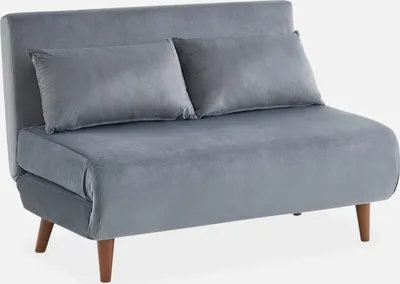Produktbild von sweeek - 2-Sitzer Schlafsofa mit Holzbeinen - Dunkelgrau