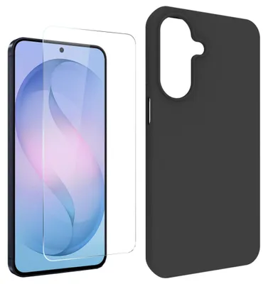 Produktbild von Silikon Handyhülle + Schutzglas für Samsung Galaxy S26 FE TPU Set 2 in 1 Schwarz