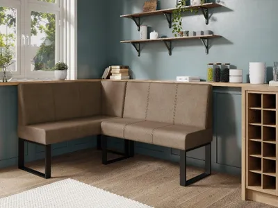 Produktbild von JKG Meble Eckbank fur Essizmmer - Eckbankgruppe mit Metallbeinen - Sitzecke Küche - Velours - Essecke - Küchensofa - Braun - Rechts - 130x170 cm
