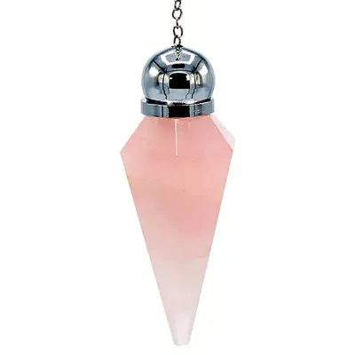 Zdjęcie produktu dla Pendel Rosenquarz mit Facettenspitze + Zierperle -- 5.6 cm
