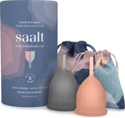 Produktbild von Saalt Soft Menstruationstasse Duo Pack Grau und Pink