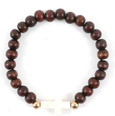 Immagine prodotto di Bracciale in legno con croce marrone