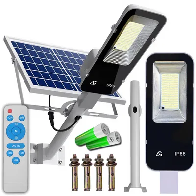 Produktbild von LED Solar Straßenlampe 1000W IP66 Solarpanel Fernbedienung Dämmerungssensor 6000K
