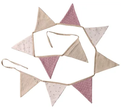 Produktbild von HOME DELUXE - Wimpelkette Musselin LINDO - Farbe: Creme, 210 x 13,5 cm, Girlande mit 10 dreieckigen Flaggen I Kinderzimmerfahne Kinderzimmerwimpel