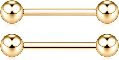 Productafbeelding van Tepelringen Set Titanium Goud Zilver Bars voor Dames | Diverse Maten 12G 14G 16G