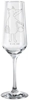 Produktbild von Mr. & Mrs. Panda Glas Fuchs Laterne - Transparent - Geschenk, Selbstbewusst, Sankt Martin, Aufmuntern, Champagnerglas, Sektflöte, Sektglas, graviert, mit Gravur