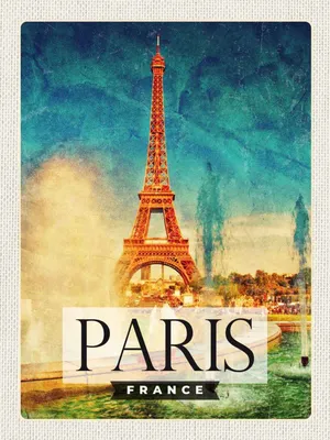 Produktbild von vianmo Holzschild 40x30 cm Paris Frankreich Eiffelturm Kunst Bildmotiv Reisemotiv Europa