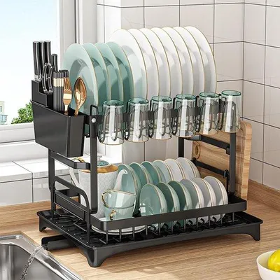 Produktbild von Famanu Abtropfgestell 2 Ebenen - Küchenorganisator mit Halter