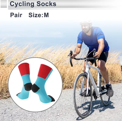 Produktbild von Radfahr Socken Schwei?absorbierend Outdoor Fahrrad Socken Blau Rot Schwarz Gr??e M Neutral Und Universal 1 Paar Farbabstimmung