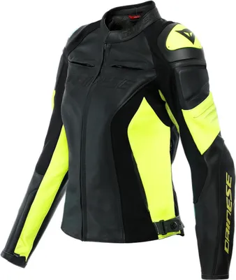 Produktbild von Dainese Racing 4 Damen Motorrad Lederjacke Farbe: Schwarz/Gelb, Grösse: 38