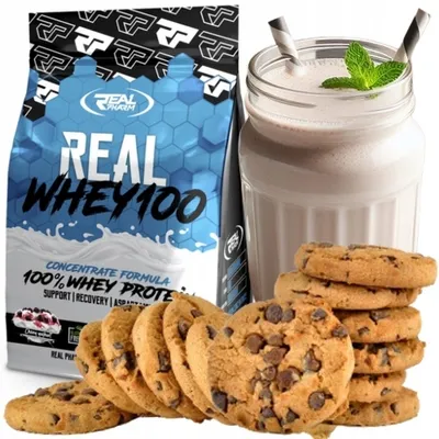 Produktbild von Real Pharm Molkenproteinkonzentrat WPC protein 700g Eiweißpulver geschmack: cookies