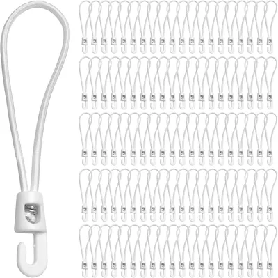 Produktbild von 100 Stück 25 cm Spanngummi mit Haken Weiß, Gummispanner mit Haken, Planenspanner mit Haken Kurz, Expander für Planen, Camping, Zelte