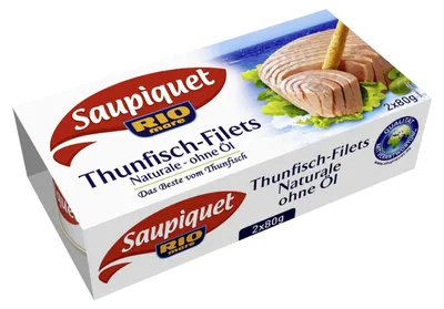 Zdjęcie produktu dla Saupiquet filety z tuńczyka naturale bez oleju puszka 80g 2 szt