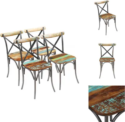 Imagen del producto de vidaXL: 4 sillas de comedor de madera maciza con aspecto envejecido