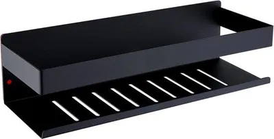 Immagine prodotto di Soffione doccia autoadesivo in acciaio inossidabile, per il bagno, non richiede forature, soffione doccia autoadesivo in acciaio inossidabile, nero opaco, 30 cm