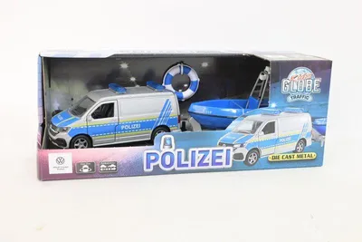 Produktbild von Kids Globe VW Transporter Polizei mit Boot Spielzeug für Kinder 520360