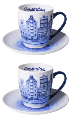 Heinen Delfts Blauw – Kaffeebecher mit Untertasse Amsterdam – Bild 1