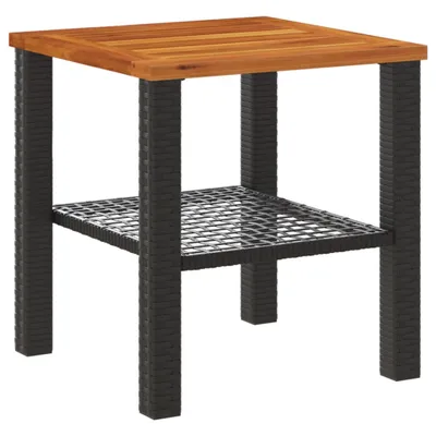 Immagine prodotto di vidaXL Tavolo da giardino nero 40x40x42 cm in poly rattan legno di acacia