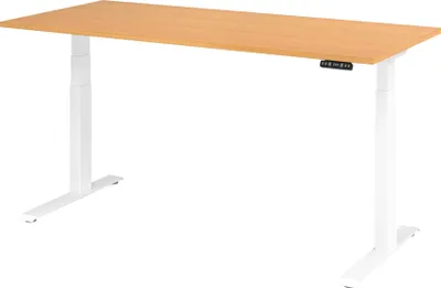 Zdjęcie produktu dla Biurko z regulacją wysokości XDKB | 2-silniki | 120 - 180 cm | elektryczne, rozmiar blatu:180 x 80 cm, kolor blatu:buk, kolor ramy:biały