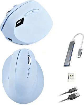 Produktbild von Ergonomisch Bildschirmanzeigefunktion 3 Modi[Bluetooth 5.3, 2.4 G, Kabelgebundene ] Vertikale Maus, Wiederaufladbare Maus  800/1200/1600/2400/4800 DPI