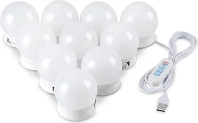 Produktbild von Dimmbare LED-Spiegelleuchte - 14 Hollywood-Glühbirnen - Weiß - Für Badezimmer-Kosmetikspiegel