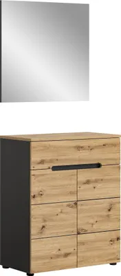 Produktbild von Garderoben-Set >Canu< in Basalt Grau / Artisan - 80x190x37cm (BxHxT)