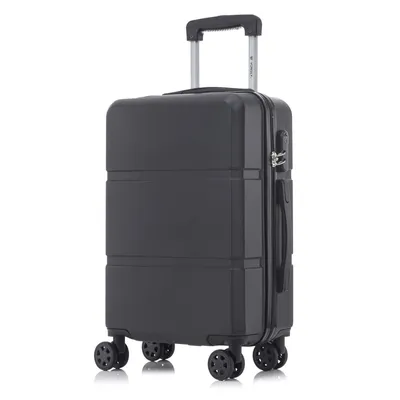 Produktbild von Koffer Trolley Reisekoffer Suitcase, Rollkoffer Handgepäck ,mit 4 Rollen360°, Hartschalenreisekoffer, Zahlenschloss, Weicher Gummigriff(M,Schwarz)