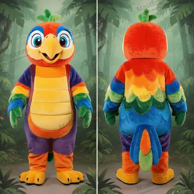 Produktbild von Smaragdgrüner MASTICOT Papageien-Maskottchen mit breiten Schultern