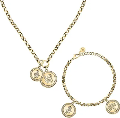 Image de Exclusif ensemble de bijoux plaqué or Love SOR29 (collier, bracelet)