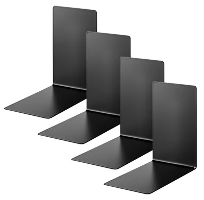 Zdjęcie produktu dla Omgoods - Zestaw 4 metalowych podkładek pod książki, czarne, 14x14x8,5 cm