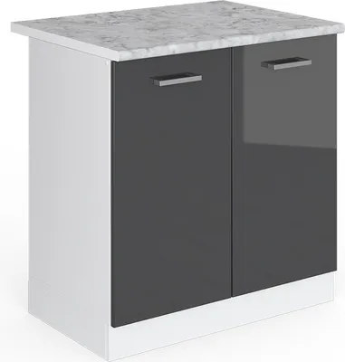 Produktbild von Vicco Spülenunterschrank R-Line, 80 cm , AP Marmor, Anthrazit Hochglanz/Weiß