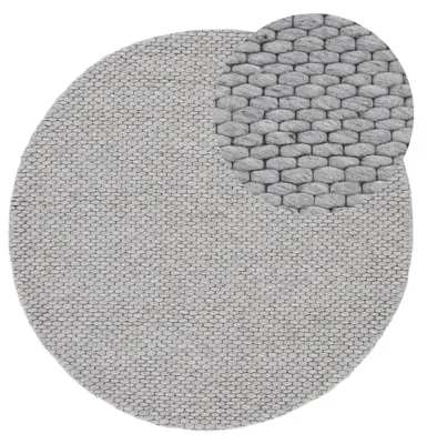 Produktbild von Wollteppich Sina weicher handweb Teppich Natur Rund Grau Ø 200 cm | Zeitloser Wollteppich für Wohnzimmer, Schlafzimmer & Kinderzimmer