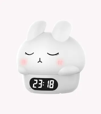 Produktbild von Rabbit Ambience Wecker, USB-Ladeanschluss, 6-Farben-Nachtlichtmodus (Weiß)