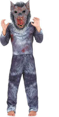 Produktbild von Werwolf Halloween Kinderkostüm grau-braun - 134/140 (10-12 Jahre)
