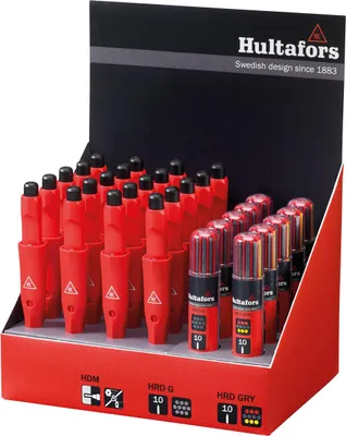 Zdjęcie produktu dla Hultafors Trockenmarker 1 Display mit 20 Markern und 10x Nachfüllset