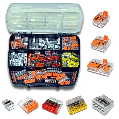 Produktbild von WAGO Klemme (150 Stück) Set Sortiment 221-412 | 221-413 | 221-415 | 2273-202 | 2273-203 | 2273-204 | 2273-205 | 2273-208 | Verbindungsklemme | inkl. praktischem Sortimentskasten
