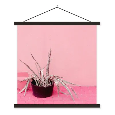 Produktbild von MuchoWow® Textilposter Sommer - Rosa - Pflanzen 120x120 cm mit schwarzem Rahmen - Aufhängungsset