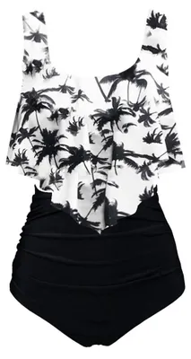 Produktbild von Aidotop Damen Badeanzug Rüschen Zweiteilige High Waist Bikini Retro Sätze mit ho