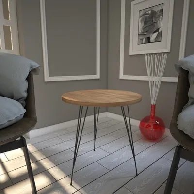 Imagen del producto de Skye Decor, Sandalf: Mesa auxiliar en roble caucasiano. Fabricada con tablero de partículas de alta calidad recubierto al 100% con melamina. Dimensiones: 40 x 40 x 44 cm