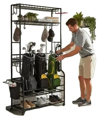 Image de Organisateur d'équipements de sport, rangement pour sacs de golf, étagère pour clubs, FXCUNPFNSCQQC0