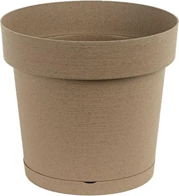 Image de Pot de fleurs en plastique avec soucoupe MELROSE GLAMOUR 20 cm, plastique, couleur beige bois, aspect bois mat