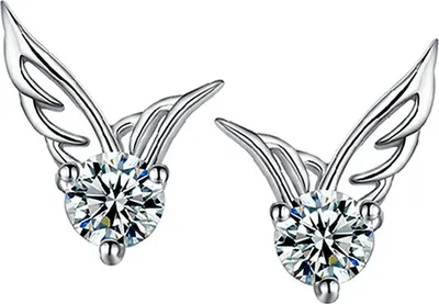 Produktbild von Ohrringe, exquisites Winkelflügelmuster, plattiert, Silber, Strass, Damen-Ohrstecker für Damen