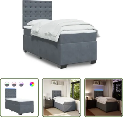 Produktbild von The Living Store Boxspringbett mit Matratze Dunkelgrau 90x190 cm Samt
