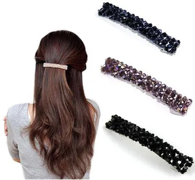 Produktbild von Kristallene Haarspangen für Damen, 3-teilige Haarspangen für Mädchen, rechte Französischen Automatik-Haarspangen, große Haarspangen für dickes und dünnes Haar