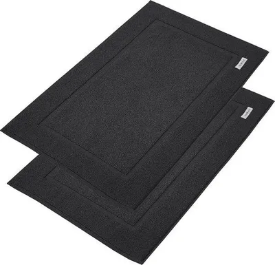 Immagine prodotto di Set di tappetini da bagno in cotone, 2 pezzi, 100% cotone, nero, ad asciugatura rapida, morbidi, assorbenti, 1000 g/m²