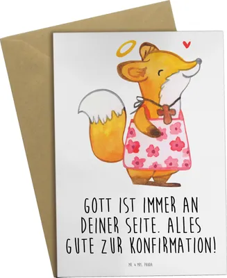 Produktbild von Mr. & Mrs. Panda babykarte Fuchs Konfirmation Mädchen - Weiß - Geschenk, Gott, Kommunion, genesungskarte, Alles Gute, Gläubig, weihnachtskarten, glückwunschkarten